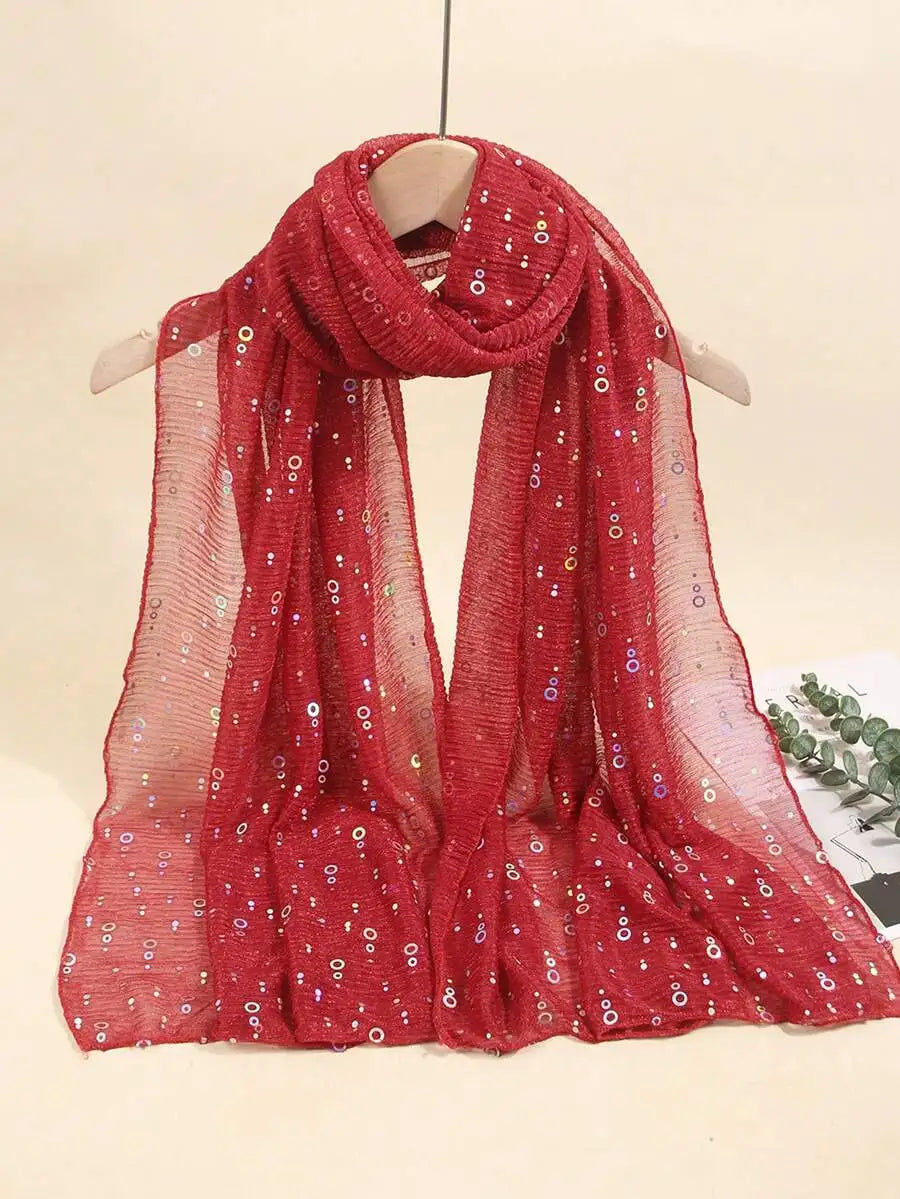 Womens Lightweight Sequin Scarf Shawl Wrap For Beach Party Daily Use