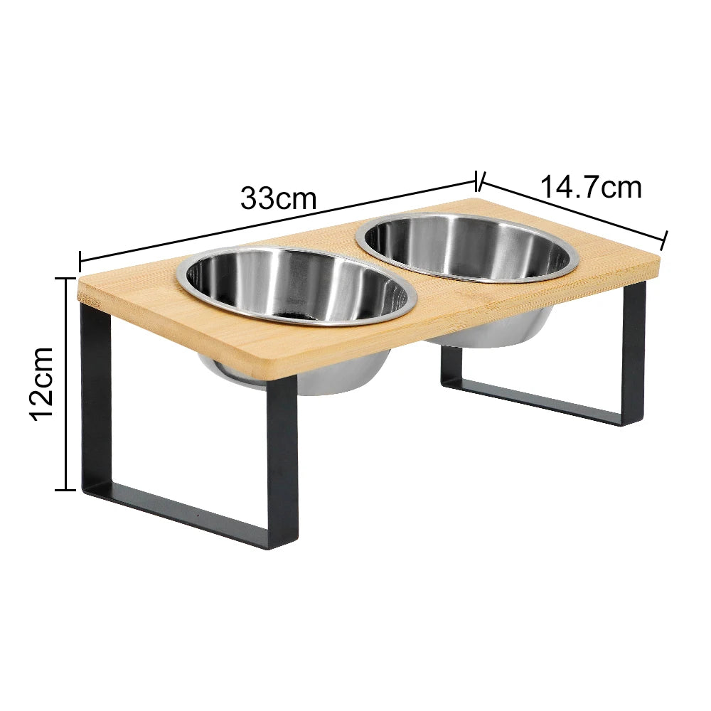PETRAVEL Elevated Cat Bowls With Wooden Stand