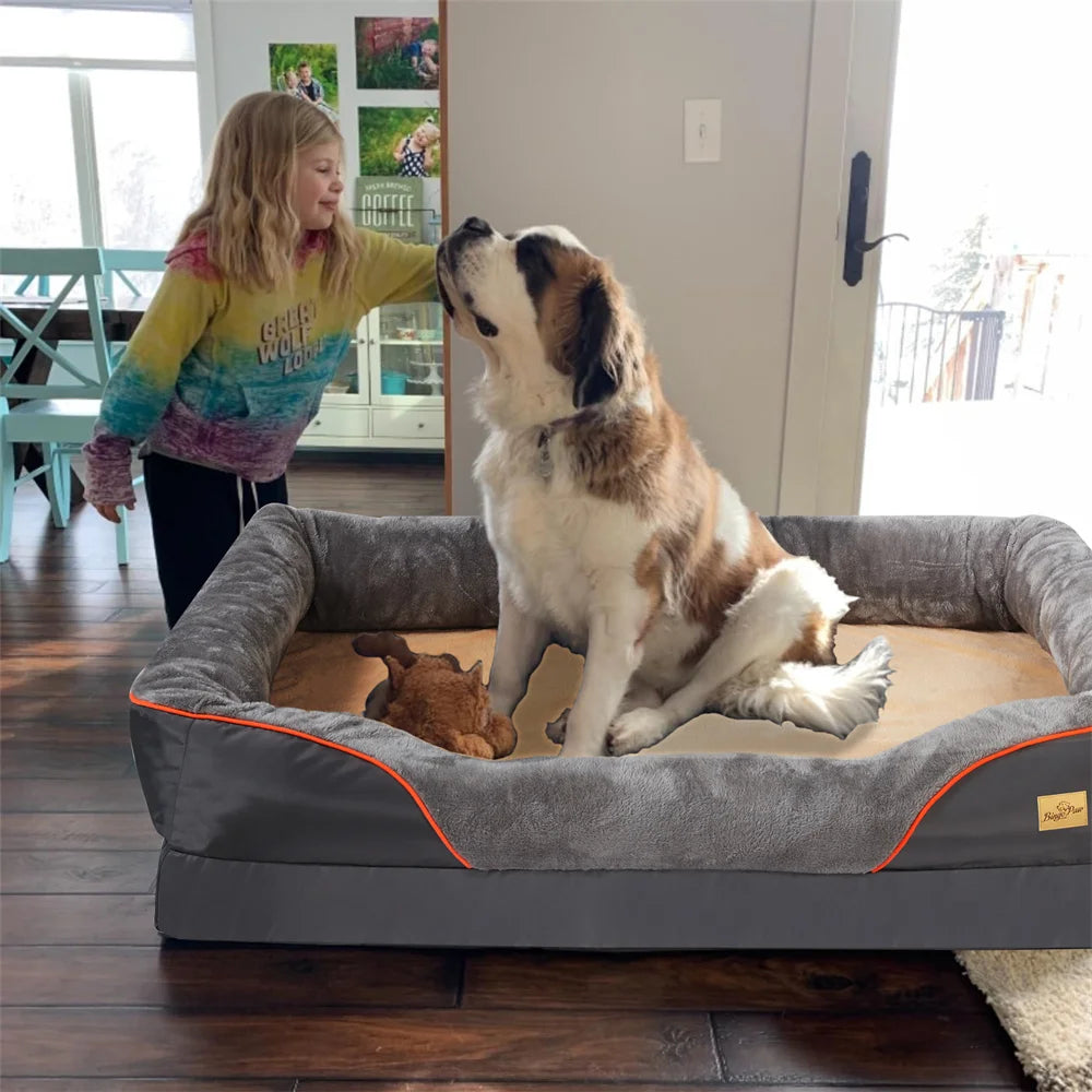 BORWARTCN Orthopedic Memory Foam Dog Bed Sofa With Removable Cover