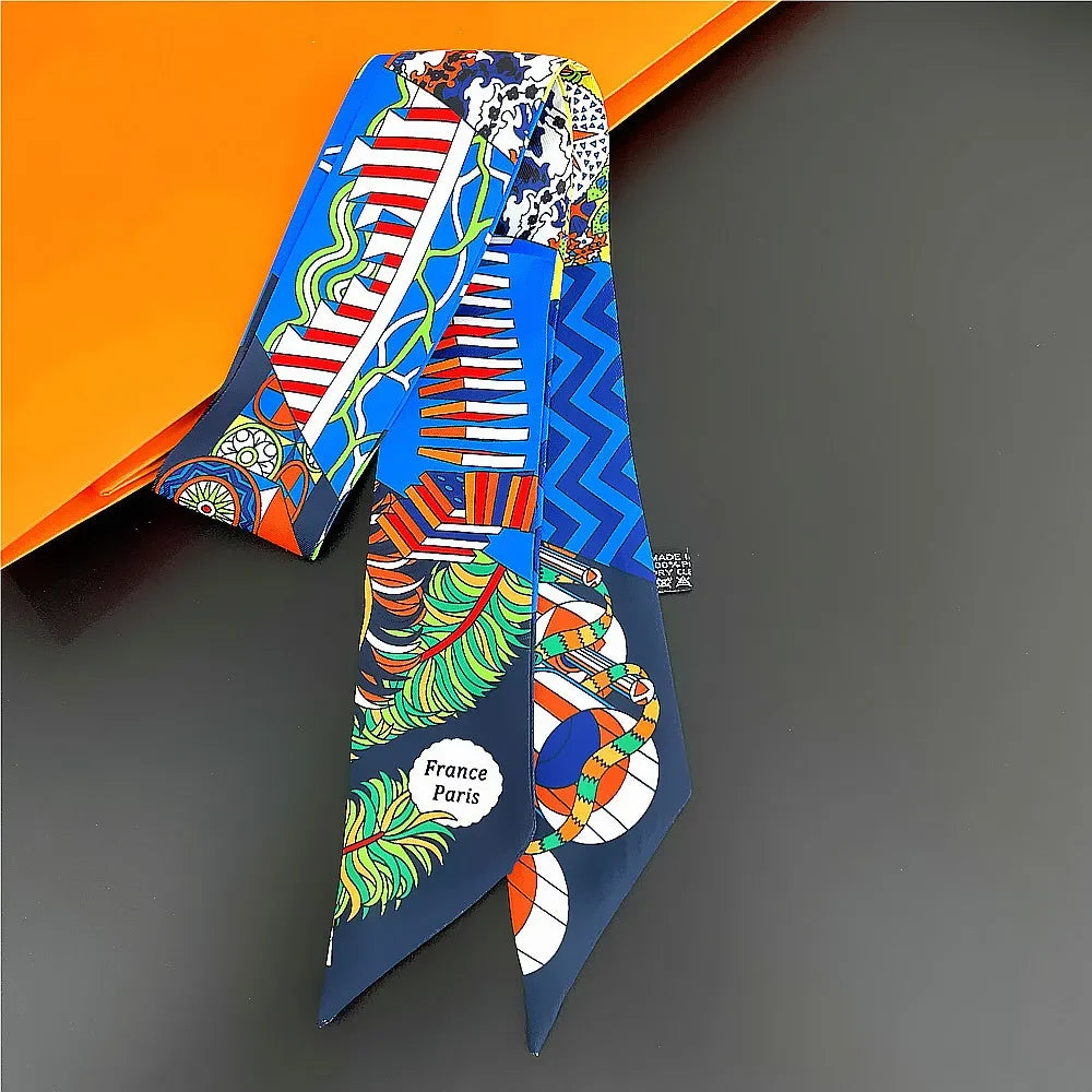 Gorgeous Saddle Print Summer Scarf 2023 Brand Design Women Skinny Bag Scarves Hair Band Neck Silk Scarf Ladies Foulard Headband