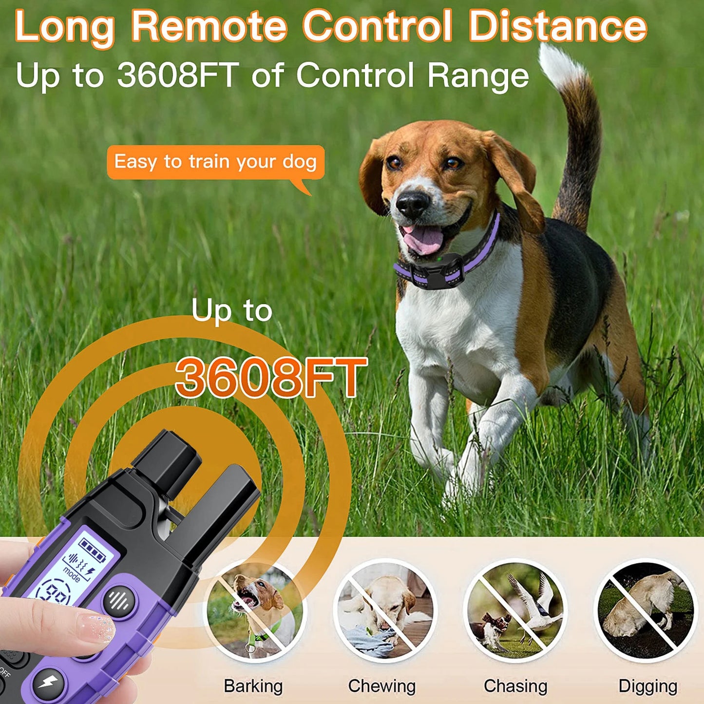 WXRPET 3300Ft Electric Dog Training Collar With Remote Waterproof