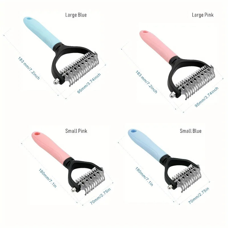 Stainless Steel Pet Grooming Comb Double Sided Deshedding Brush for Cats Dogs Long Hair Detangling Tool Random Color