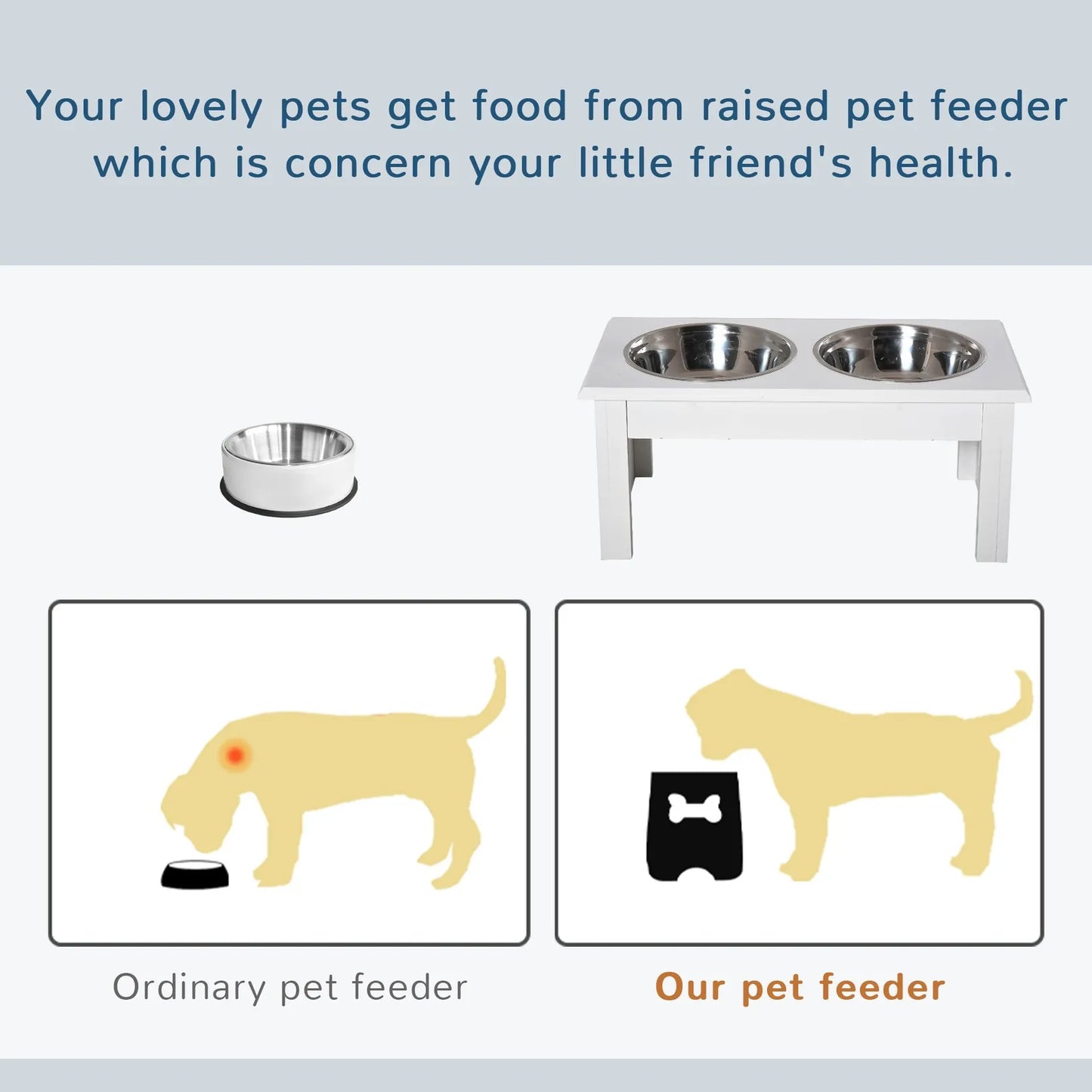 Aosom Elevated Dog Bowls And Food Stand With Stainless Steel
