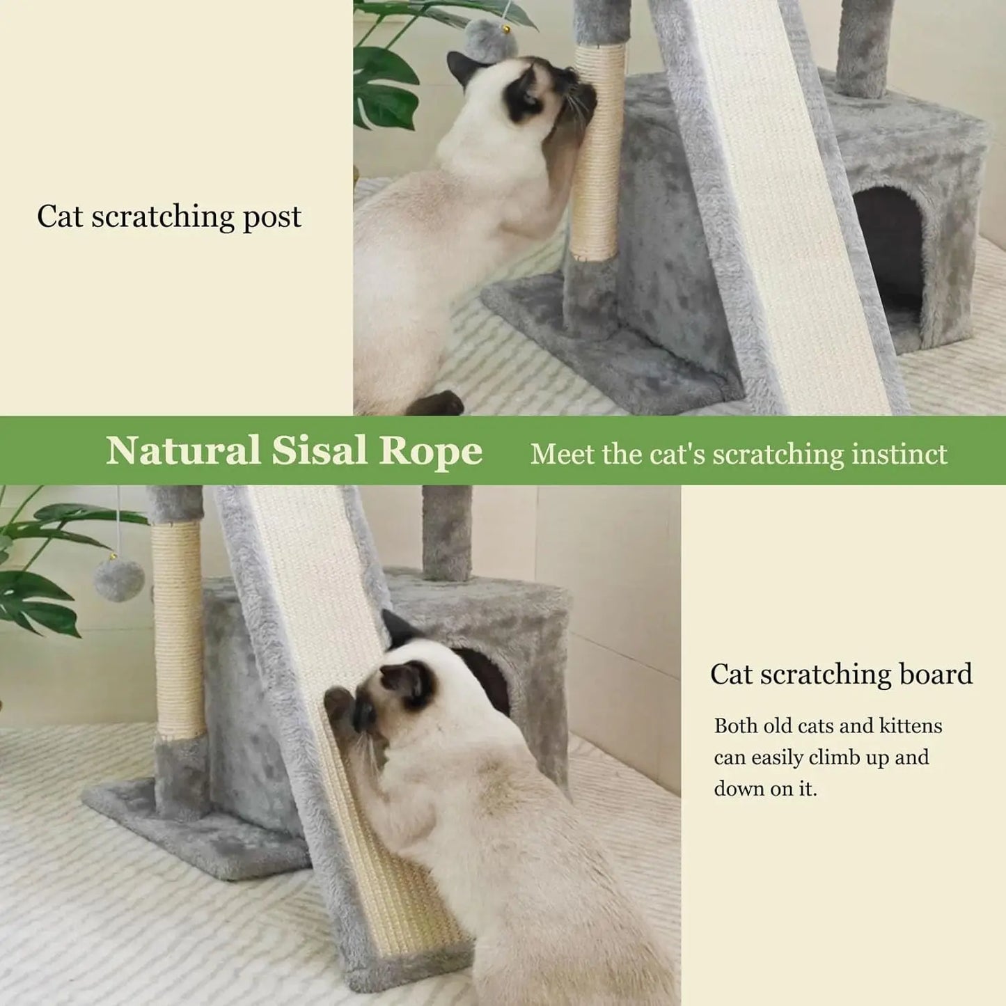Cat Tree For Indoor Cats With Scratching Post And Perch