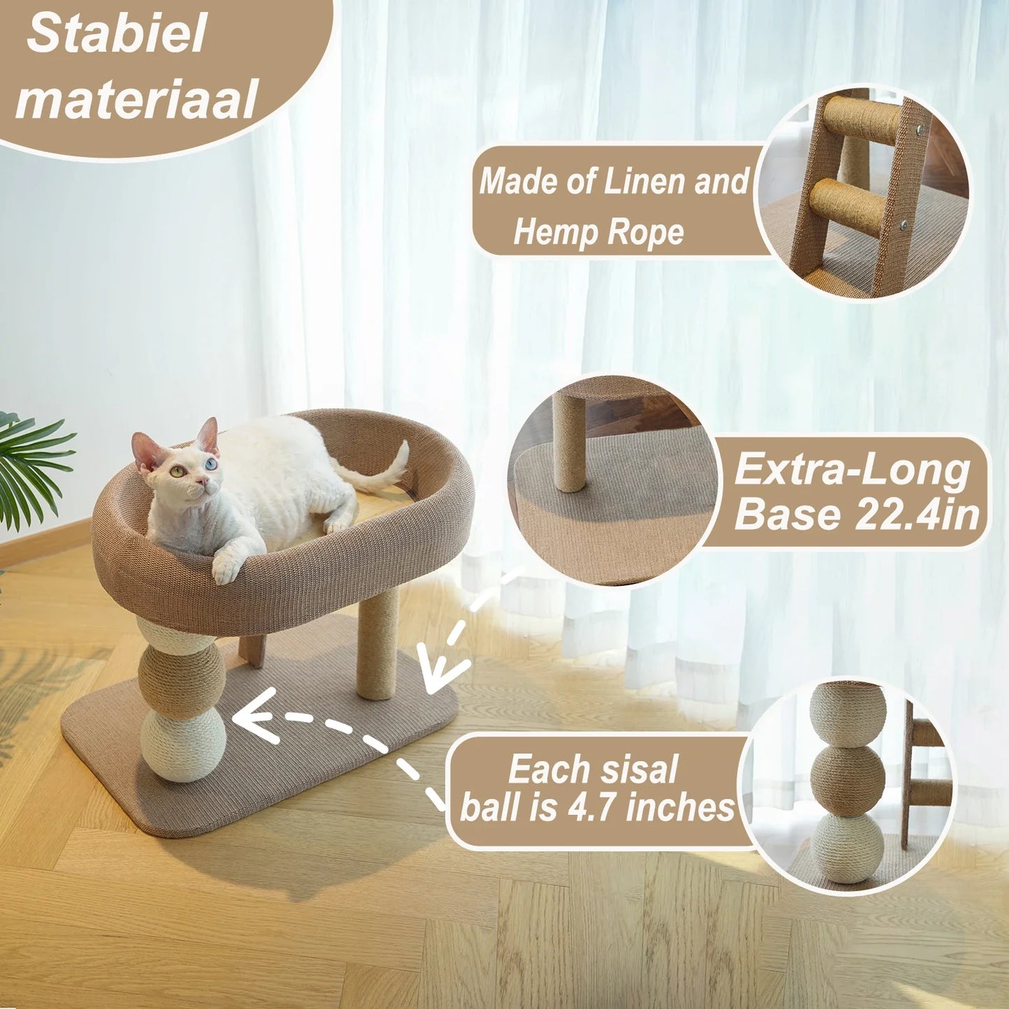 NONECN Cat Scratching Post With Plush Bed For Indoor Cats