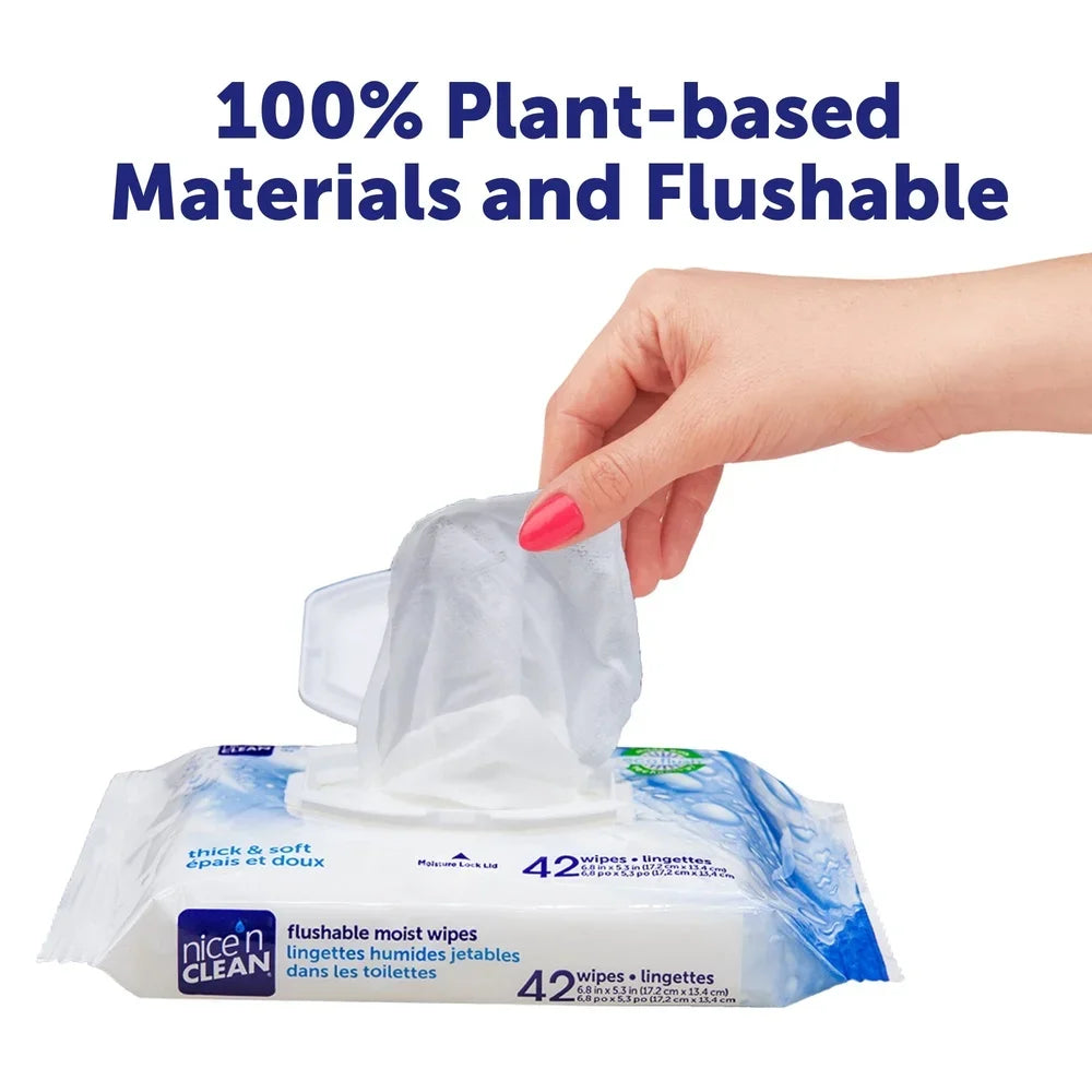 Eco-Friendly Flushable Wet Wipes 180 Count Aloe Vitamin E Hypoallergenic Septic Safe Potty Training Cleaning Multi-Pack