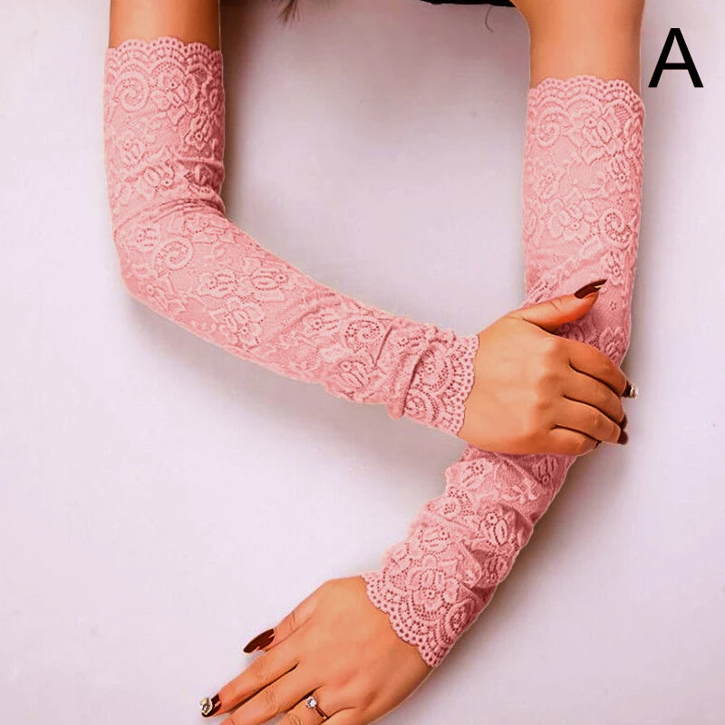 Summer Loose Ice Silk Long Sleeve Sun Protection Fingerless Gloves Elegant Breathable Sunscreen Mittens Women Clothes Accessory