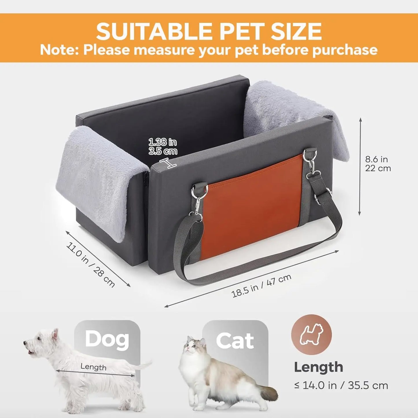 XMSJ Center Console Car Seat For Small Dogs And Cats