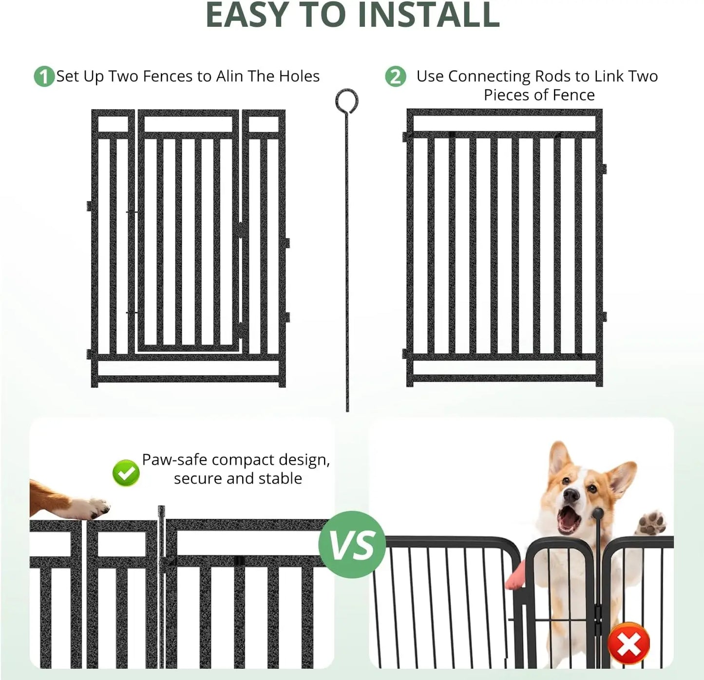 Dog Fence Outdoor Indoor, 40" Inch Height 16 Panels Dog Playpen for Large/Medium/Small Dogs Metal Dog Pen for Yard Camping