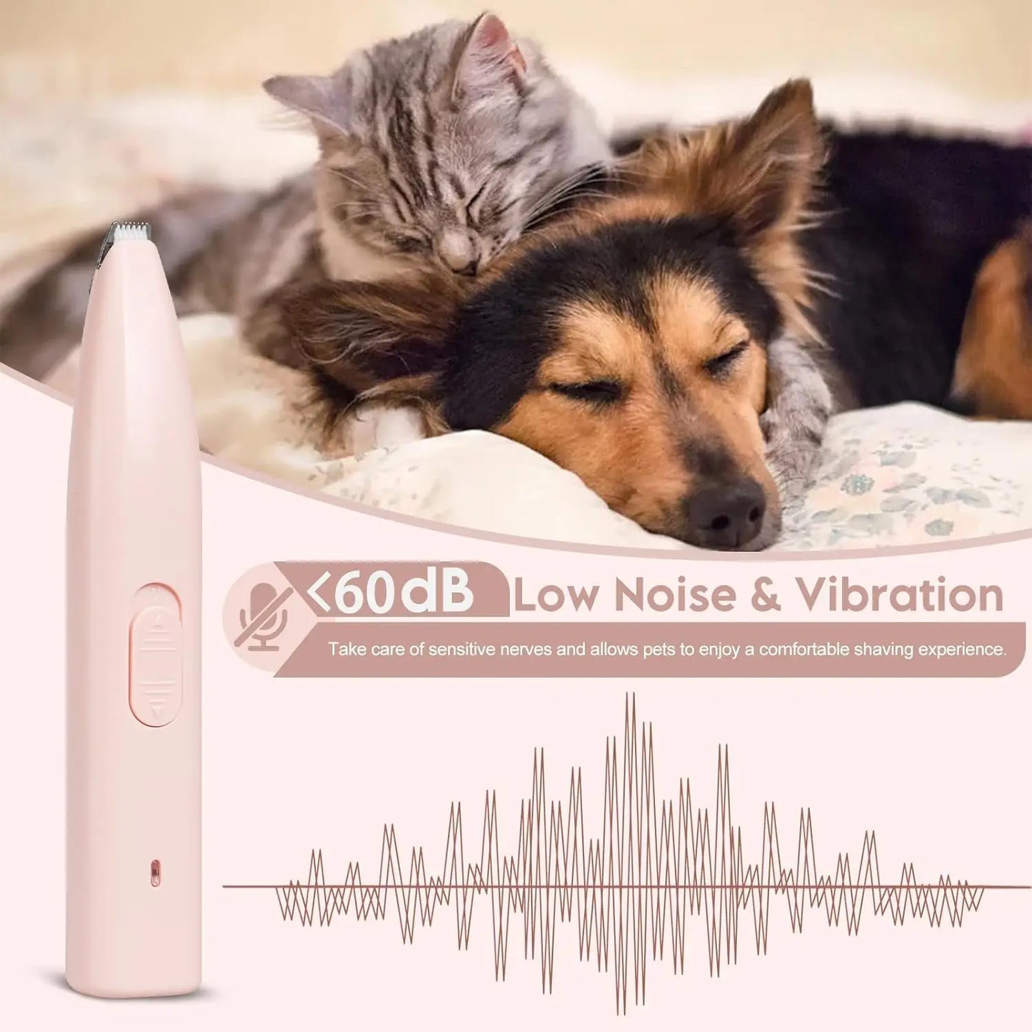 Low Noise Rechargeable Pet Shaver for Cats and Dogs