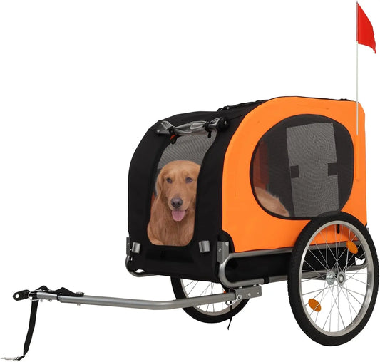 HiMISS Folding Steel Dog Bike Trailer With Universal Coupler