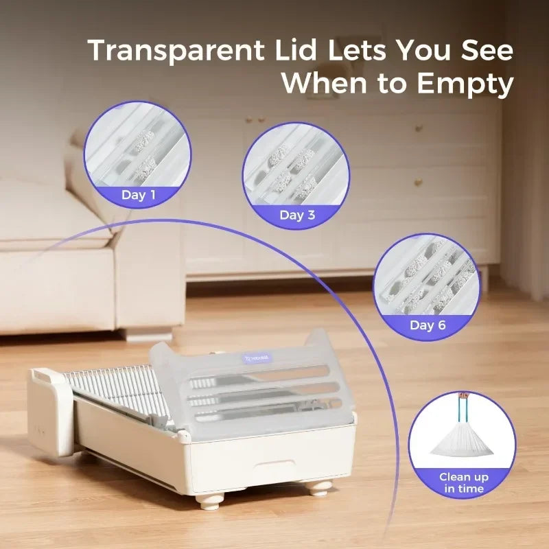 Open-Top Self Cleaning Litter Box, 2026 Upgraded Extra Large Automatic Cat Litter Box for Multiple Cats, Safety Sensors/App