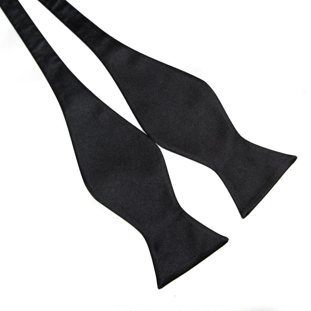 Self Bow Tie Men Adjustable Silk Satin Bowtie Solid Color Classic Business Neckwear Butterfly Wedding Party Suit Accessories Tie