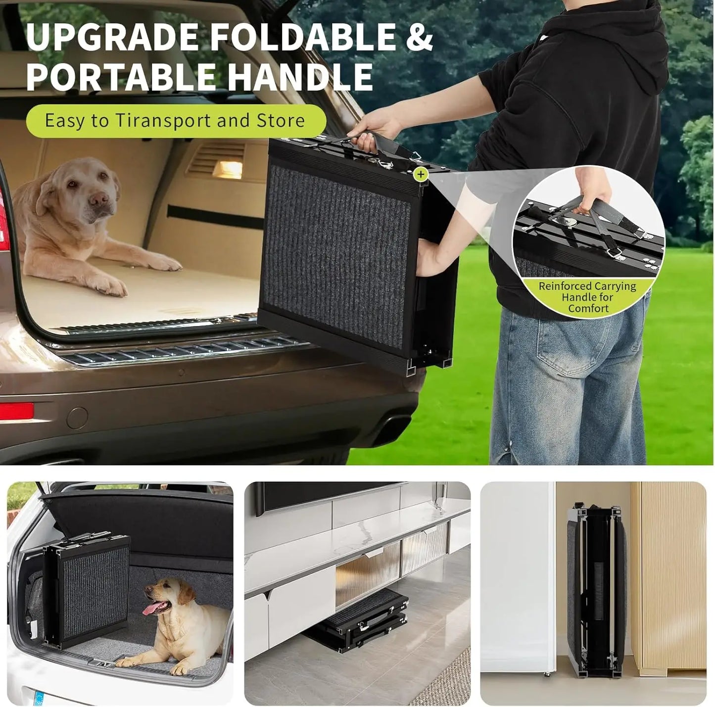 TWISTER.CK Dog Ramp For Cars Quad Fold Non Slip Ramp