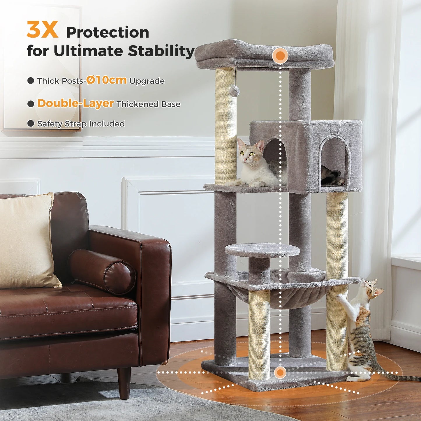 PAWZ Road Cat Tree With Thick Scratching Posts And Condo