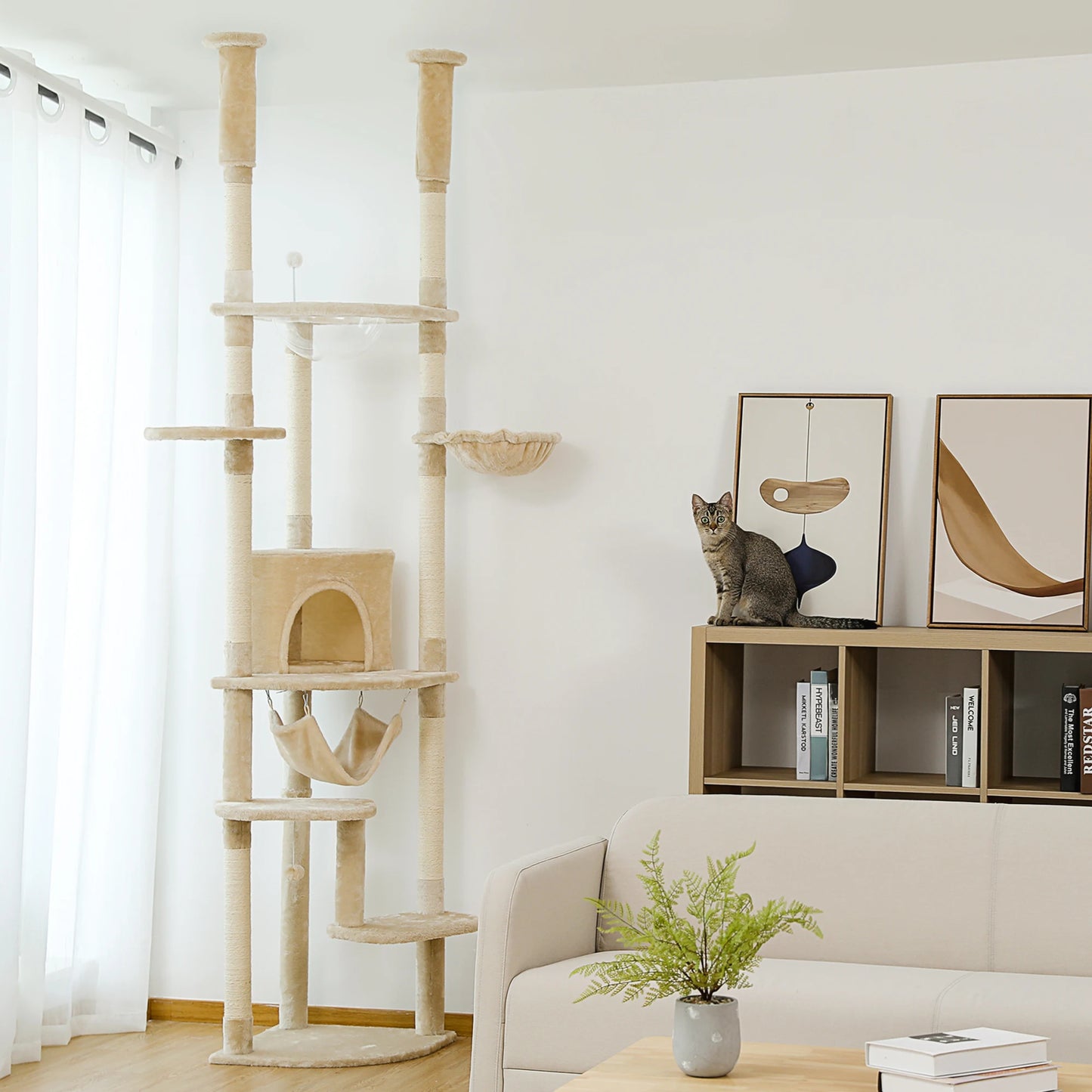 PEQULTICN Safe Adjustable Cat Tree Tower With Acrylic Perch