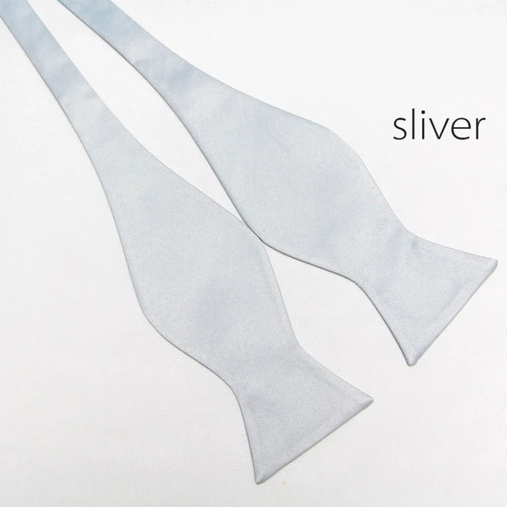 Self Bow Tie Men Adjustable Silk Satin Bowtie Solid Color Classic Business Neckwear Butterfly Wedding Party Suit Accessories Tie
