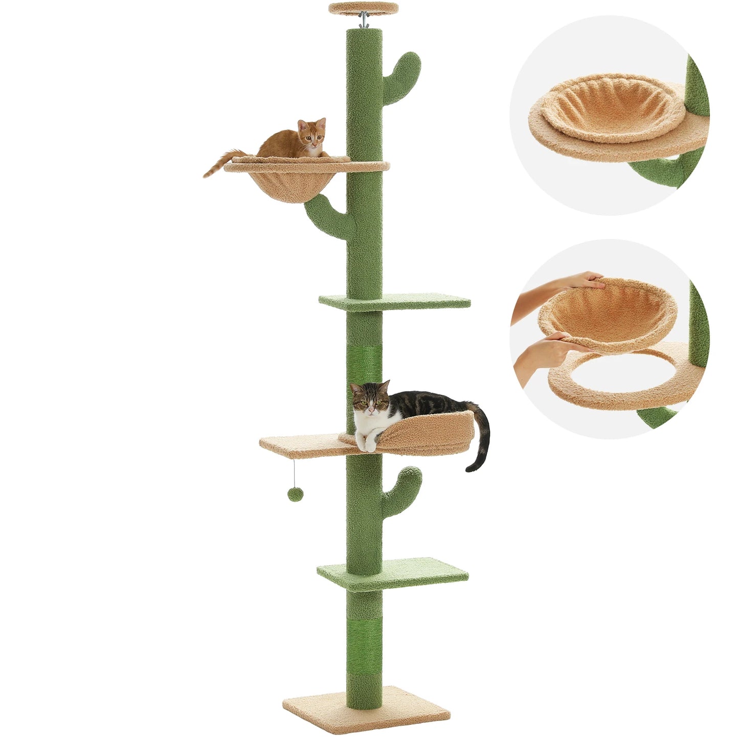 PEQULTICN Cactus Cat Tree Adjustable Height For Indoor Cats
