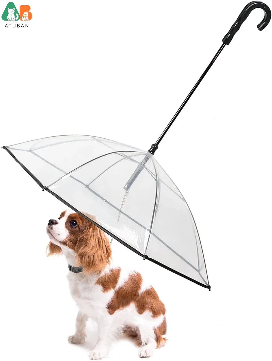 ATUBAN Dog Umbrella With Leash For Pets Rain Shield