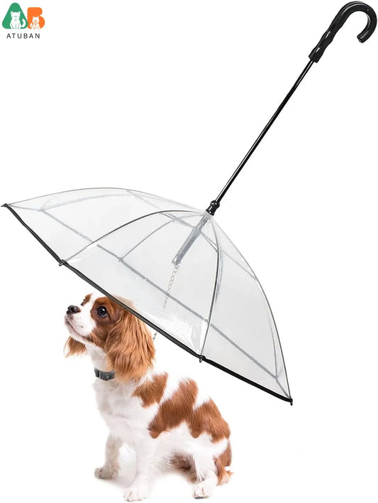 ATUBAN Dog Umbrella With Leash For Pets Rain Shield