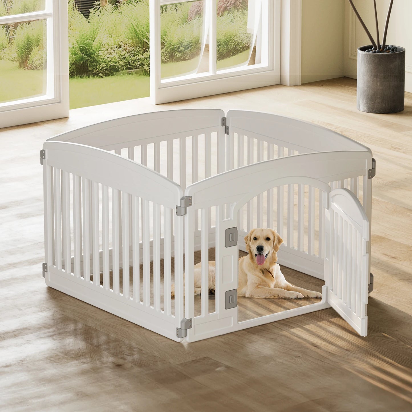 JHK Plastic Dog Playpen Portable Pet Fence