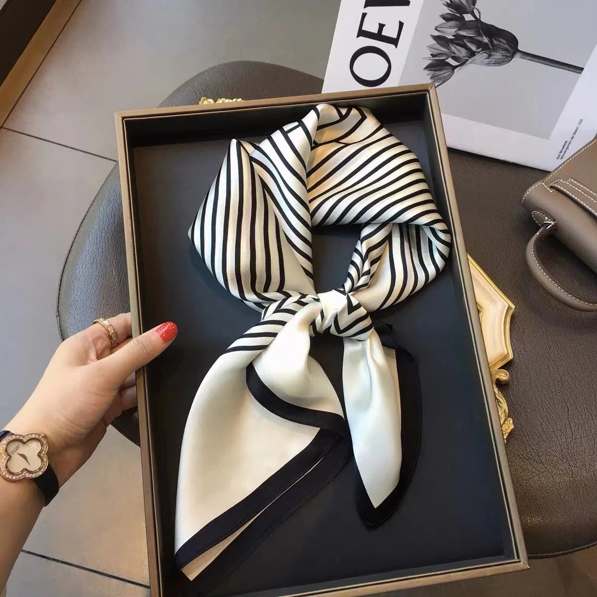 Fashion Luxury Brand 70cm Silk Square Scarf Women Satin Neck Tie Female Hair Bandana Headkerchief Shawl Wrap Hijab