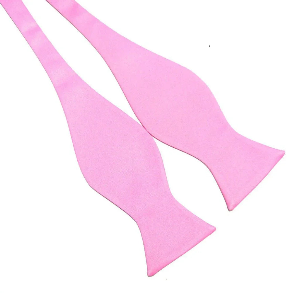 Self Bow Tie Men Adjustable Silk Satin Bowtie Solid Color Classic Business Neckwear Butterfly Wedding Party Suit Accessories Tie