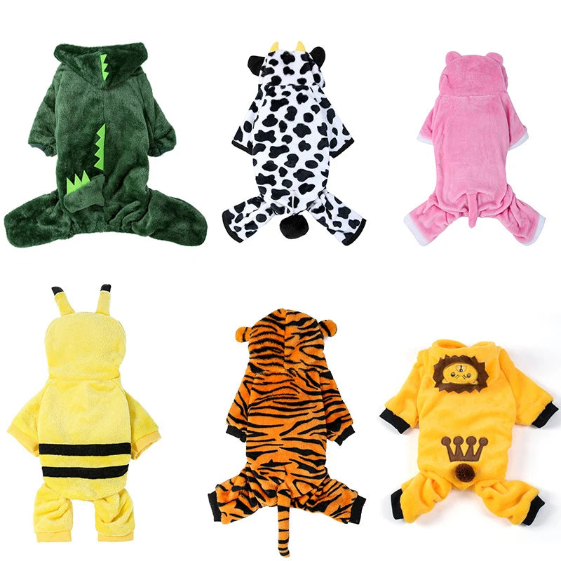Fleece Dog Clothes Winter Jumpsuit Hoodie Coat For Small Dogs