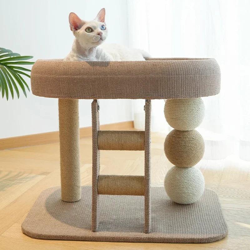 NONECN Cat Scratching Post With Plush Bed For Indoor Cats