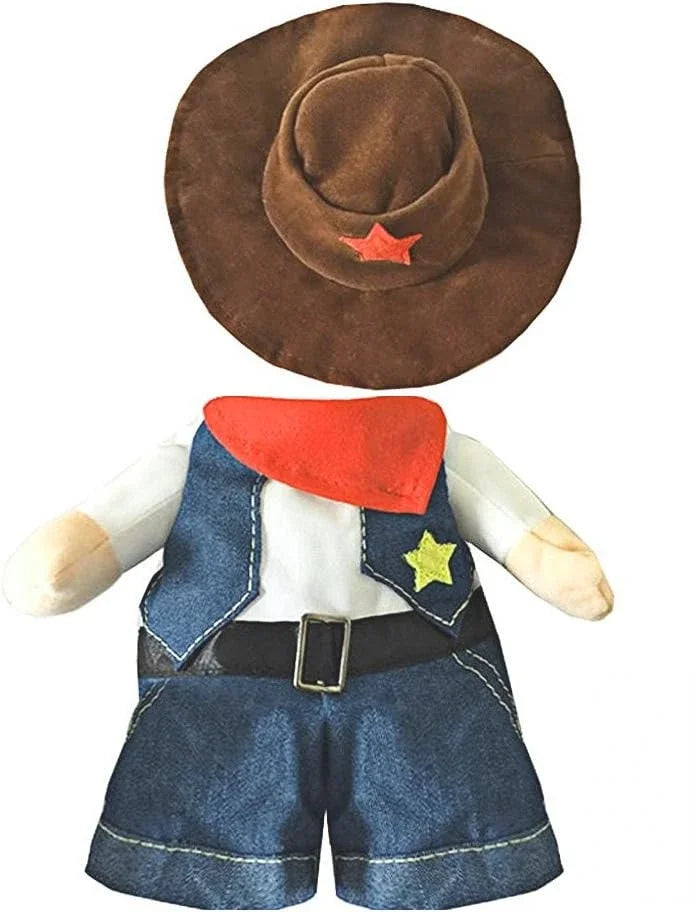 ATUBAN Western Cowboy Costume For Pets With Hat Plaid