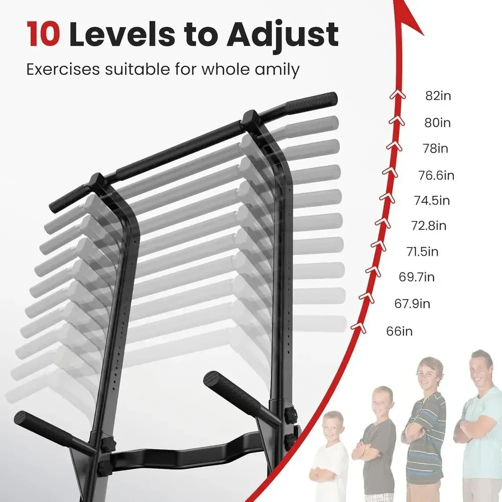 Adjustable Height Pull Up Bar and Dip Station for Home Gym - Strength Training Equipment for Pull-Ups, Chin-Ups, Dips, Push-Ups,