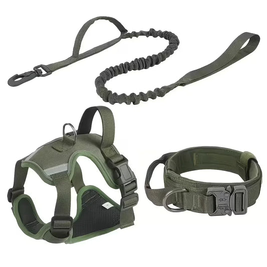 Heavy Duty Dog Harness With Front Leash Connector And Buckles