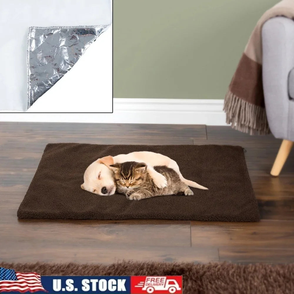 NONECN Self Heating Pet Pad Thermal Mat With Sherpa Cover