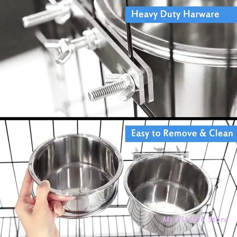 Stainless Steel Hanging Pet Bowls for Dogs and Cats