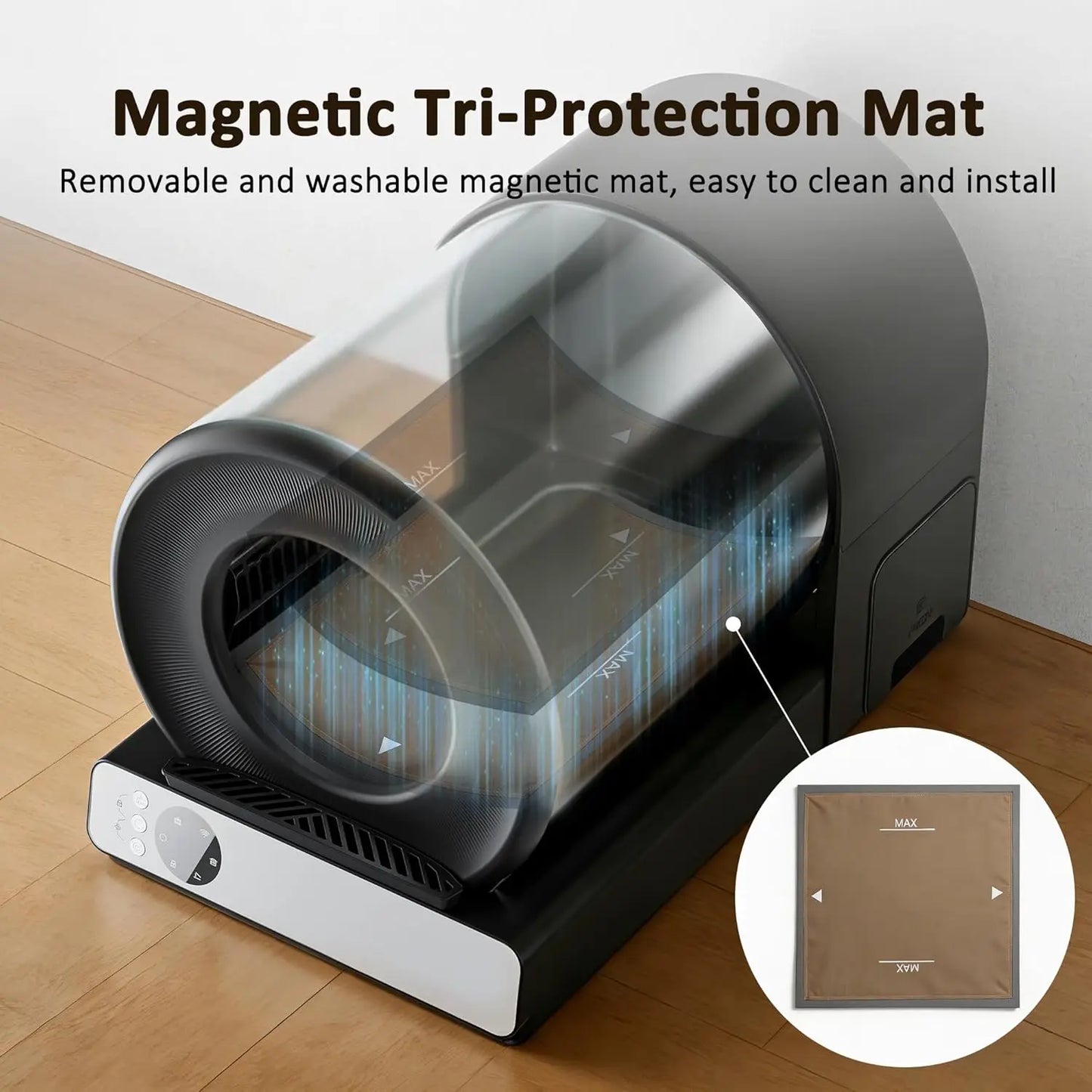 Self Cleaning Litter Box for Multiple Cats, Automatic Cat Litter Box Large Capacity, Stainless Steel Drum with App, Customized