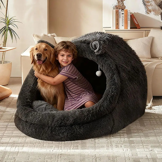 Jumbo Plush Pet Bed With Removable Pillow And Blanket