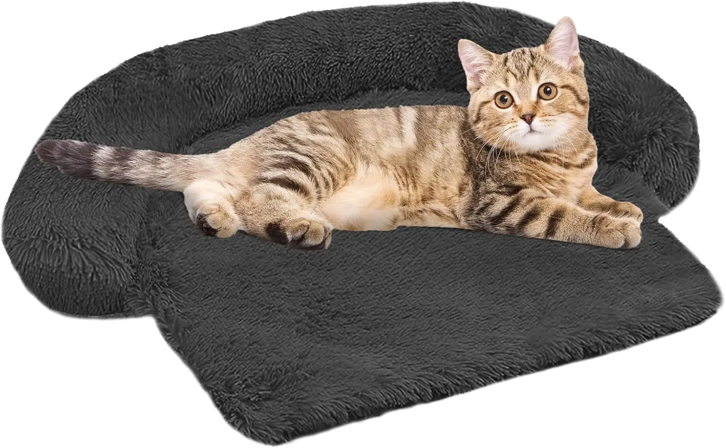Cooling Dog Bed Mat with Bolster Pillow Washable Dog Couch Cover Breathable Summer Pet Couch Bed Protector Indoor(Large, Cooling Grey)