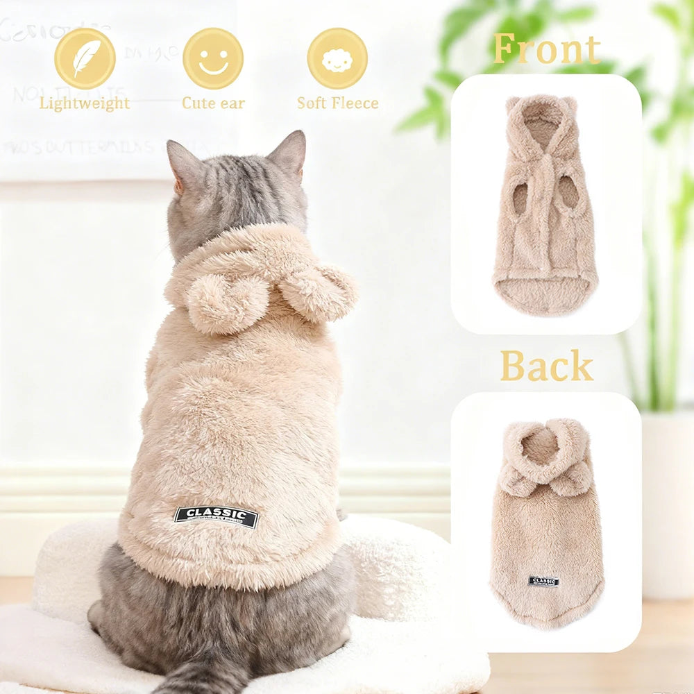 Winter Fleece Hooded Pet Sweater Coat For Small Dogs Cats
