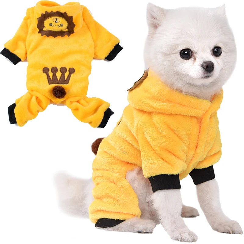 Fleece Dog Clothes Winter Jumpsuit Hoodie Coat For Small Dogs