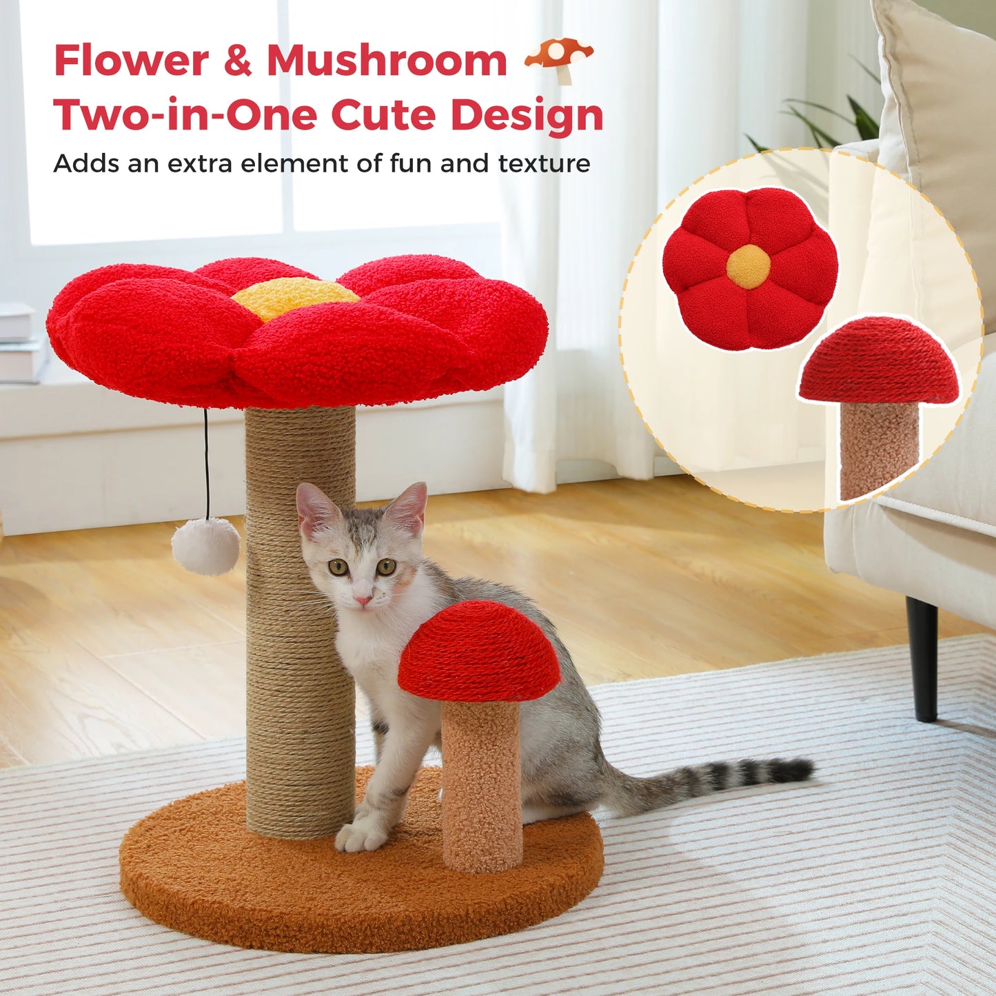 PAWZ Road Small Cat Scratching Post With Removable Flower Bed