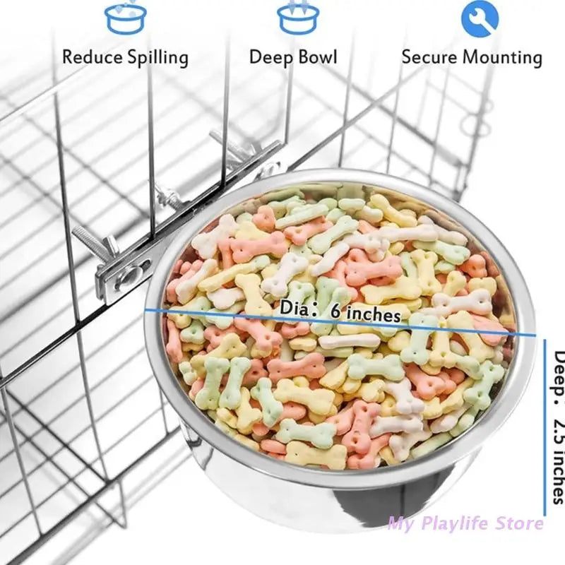 Stainless Steel Hanging Pet Bowls for Dogs and Cats