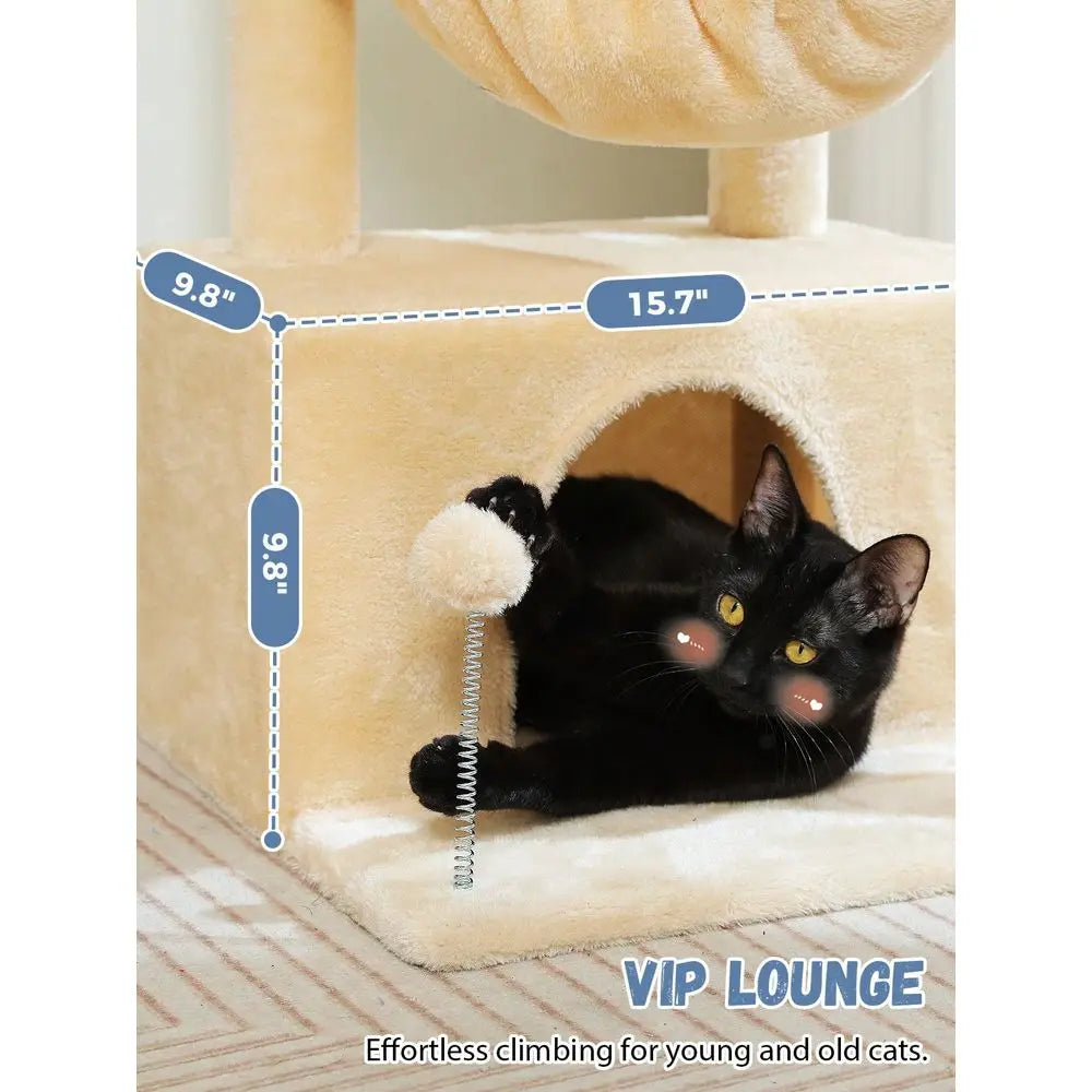 33 Cactus Cat Tree, Cat Tower For Indoor Cats With Large Cat Condo, Cat ching Post For Cats With Deep Hammock Cozy Top Per