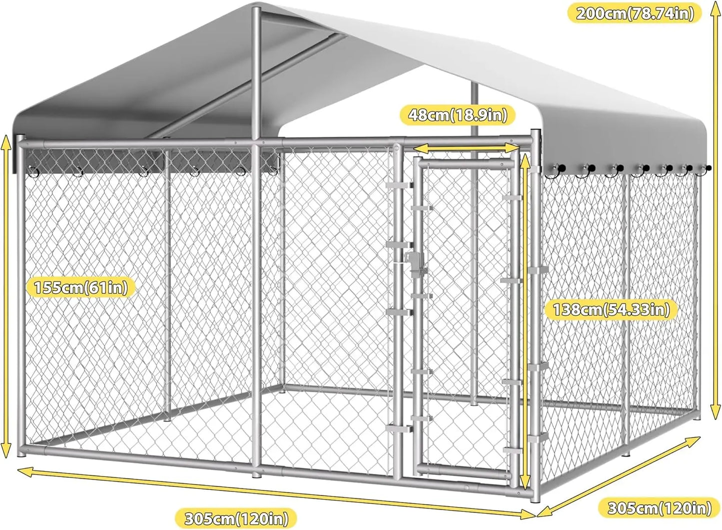 Durable Outdoor Dog Kennel With Roof Chain Link Enclosure Lock