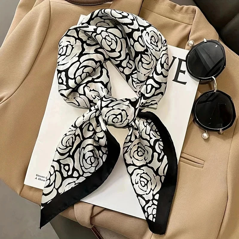 Fashion Luxury Brand 70cm Silk Square Scarf Women Satin Neck Tie Female Hair Bandana Headkerchief Shawl Wrap Hijab
