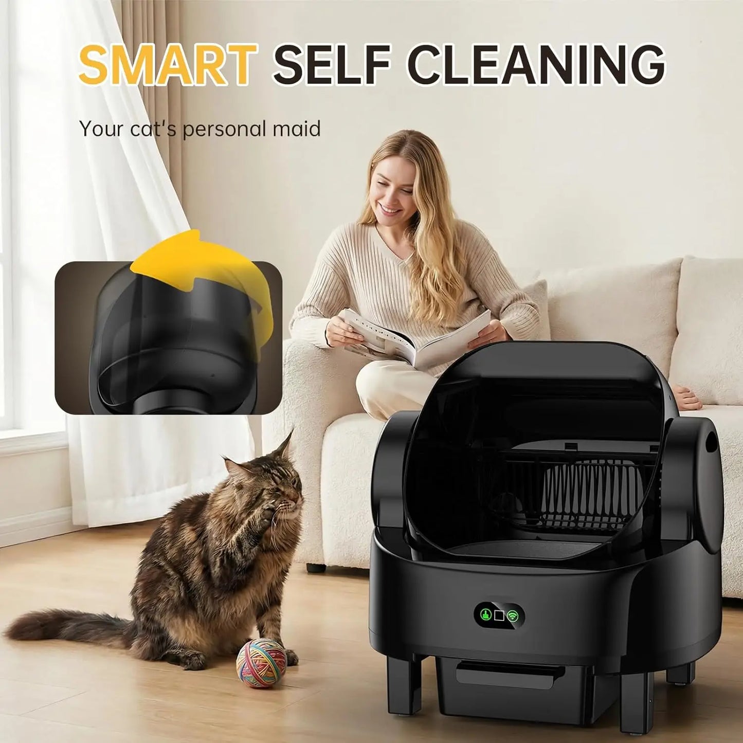 Automatic Self Cleaning Cat Litter Box With Smart App