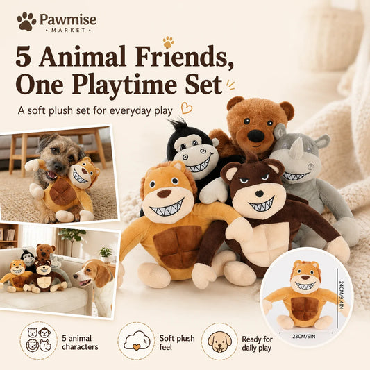 Soft Chew Squeaky Plush Pet Toy Set For Puppies And Cats
