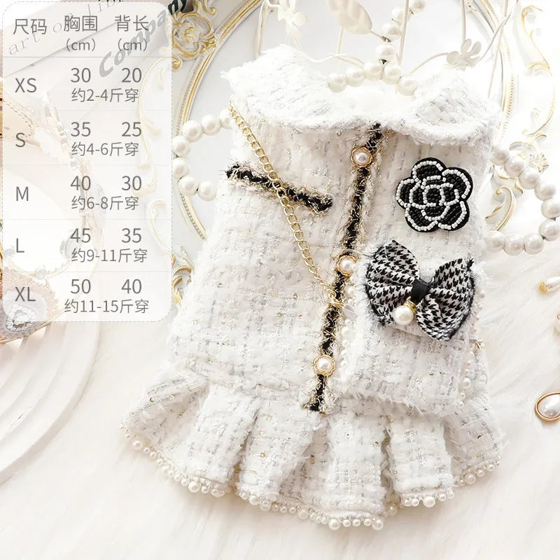 Winter Princess Dog Dress With Backpack