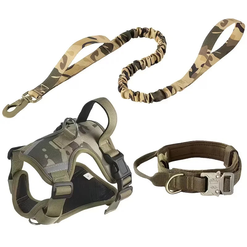 Heavy Duty Dog Harness With Front Leash Connector And Buckles