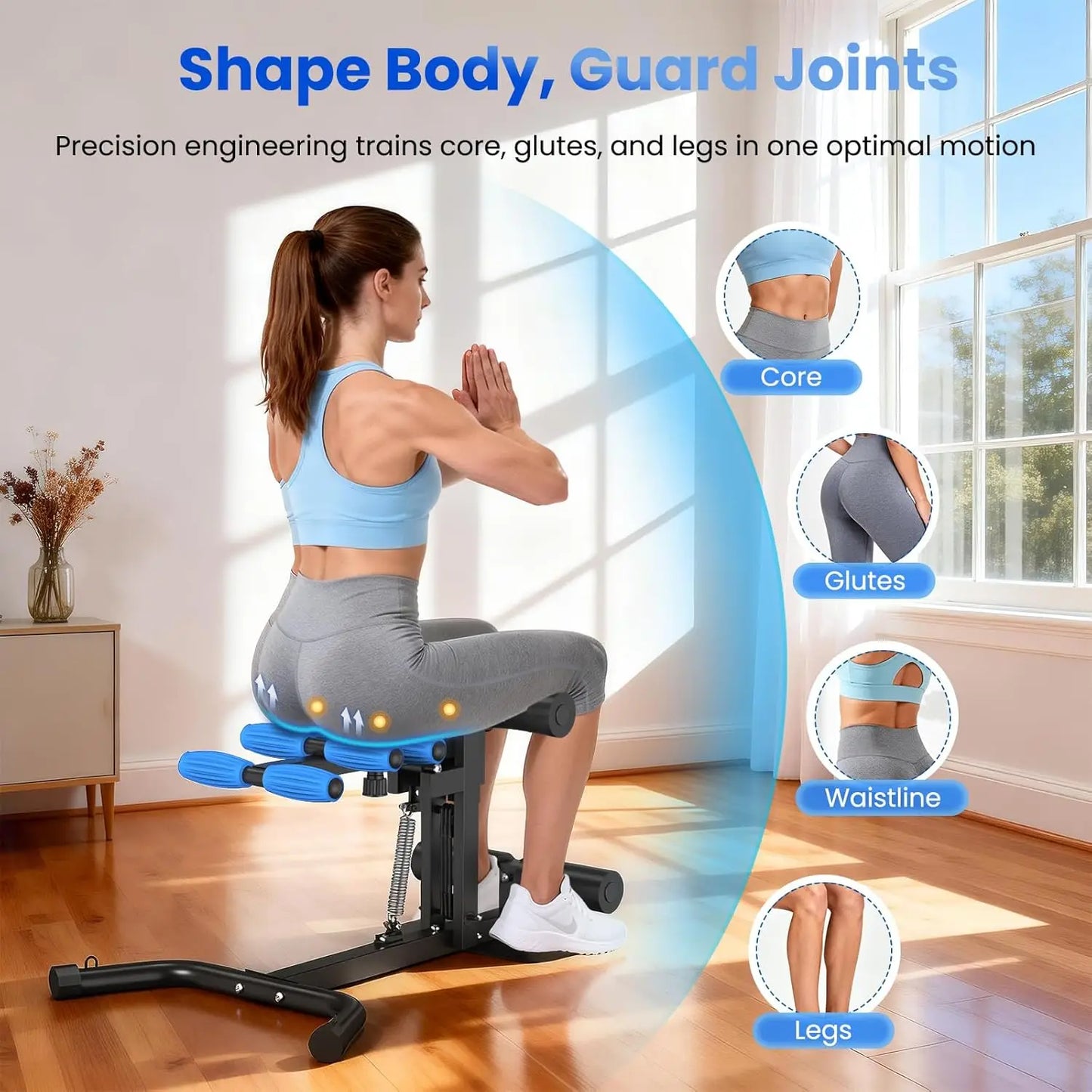RELIFE  Deep Squat Machine, Adjustable Height Glute Trainer for Women, Core & Leg Workout Equipment for Home Gym
