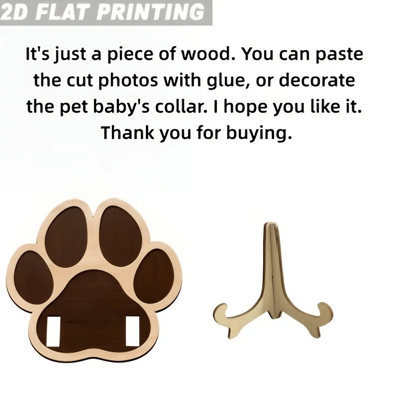Unique 2D Flat Printing Pet Memorial Wooden Ornament with Base, Exquisite Animal Lover Decor, Sincere Sympathy Gift